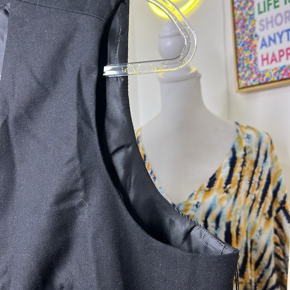 NWT Emerson Lang Black Vest Linen Blend Medium Large X-Large - Picture 5 of 6